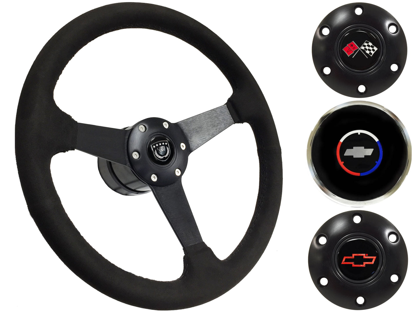 1970-88 Monte Carlo Steering Wheel Kit | Black Ultralux Suede | ST3582BLK