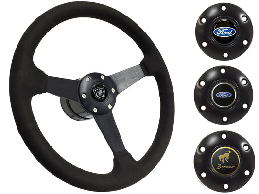 1975-77 Ford Bronco Steering Wheel Kit | Black Ultralux Suede | ST3582BLK