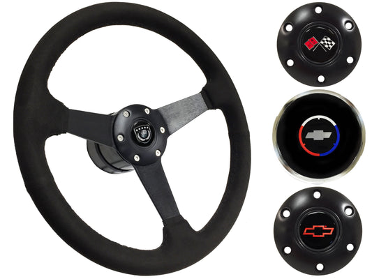 1984-89 Corvette Steering Wheel Kit | Black Ultralux Suede | ST3582BLK