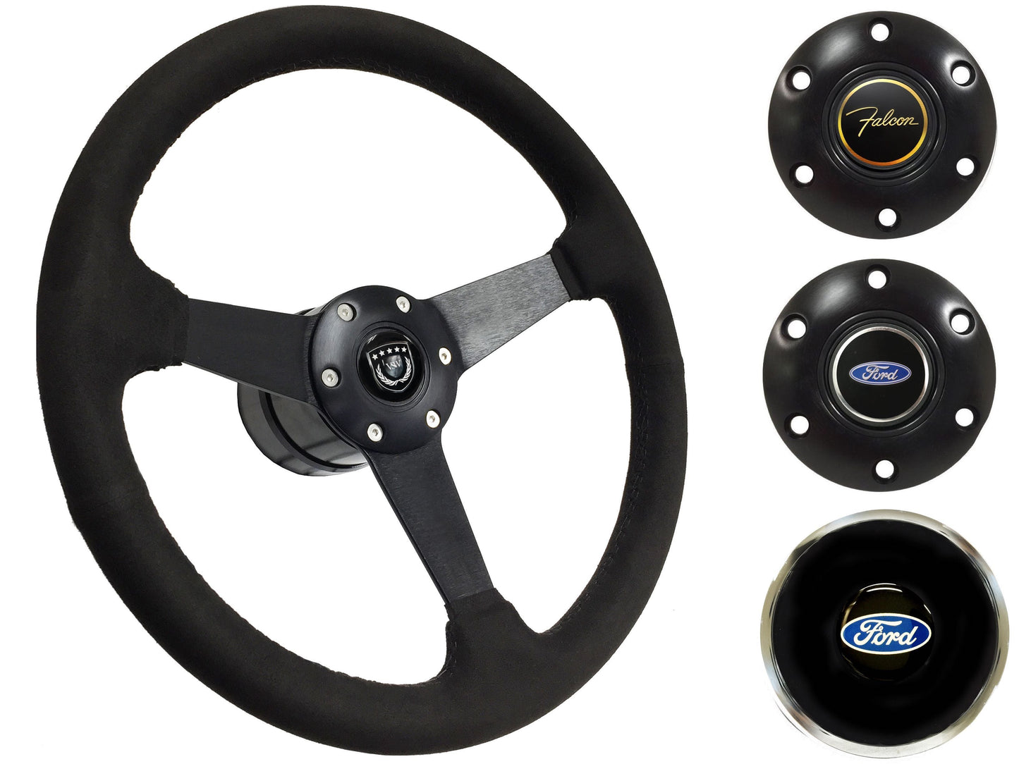 1965-69 Ford Falcon Steering Wheel Kit | Black Ultralux Suede | ST3582BLK