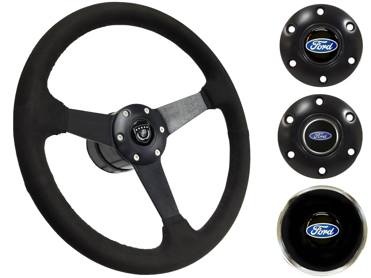 1969, 78-91 Ford Truck Steering Wheel Kit | Black Ultralux Suede | ST3582BLK