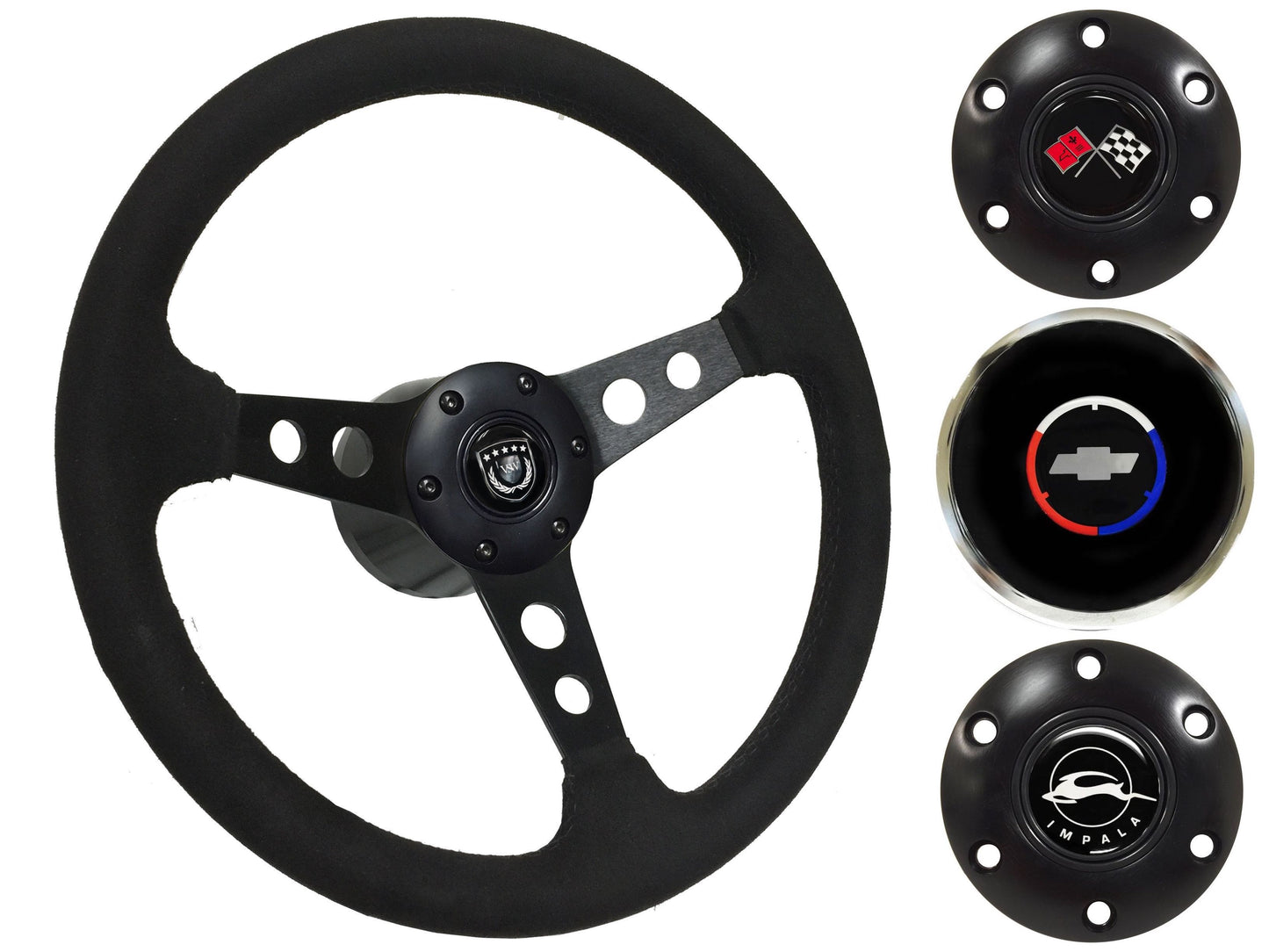 1955-68 Impala Steering Wheel Kit | Black Ultralux Suede | ST3583BLK