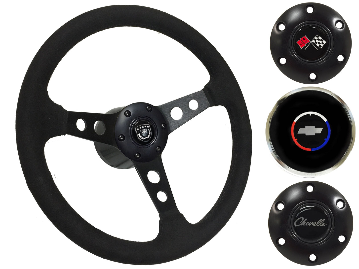 1969-77 Chevelle Steering Wheel Kit | Black Ultralux Suede | ST3583BLK