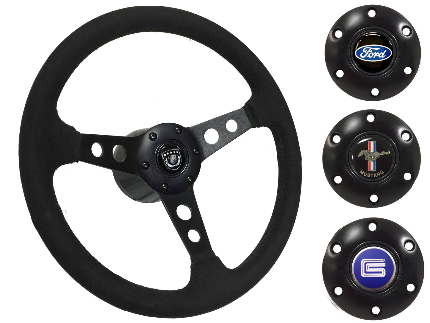 1984-04 Ford Mustang Steering Wheel Kit | Black Ultralux Suede | ST3583BLK