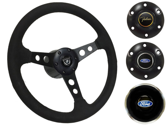 1965-69 Ford Falcon Steering Wheel Kit | Black Ultralux Suede | ST3583BLK