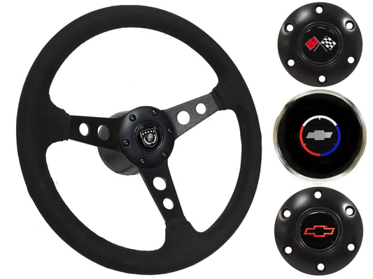 1969-87 El Camino Steering Wheel Kit | Black Ultralux Suede | ST3583BLK