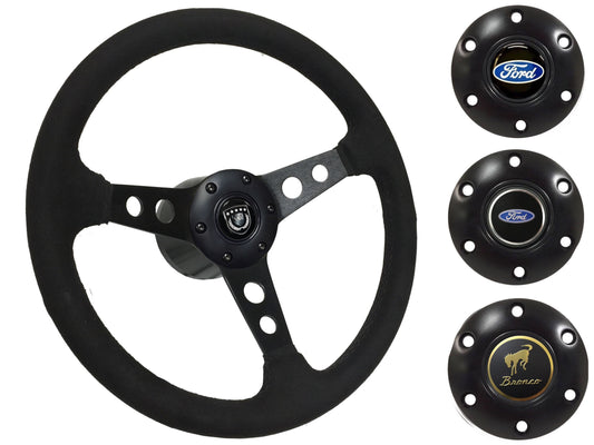 1975-77 Ford Bronco Steering Wheel Kit | Black Ultralux Suede | ST3583BLK