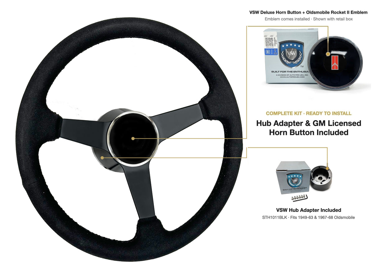 ST3584BLK steering wheel kit - Deluxe horn button, Rocket II 1981-96 emblem