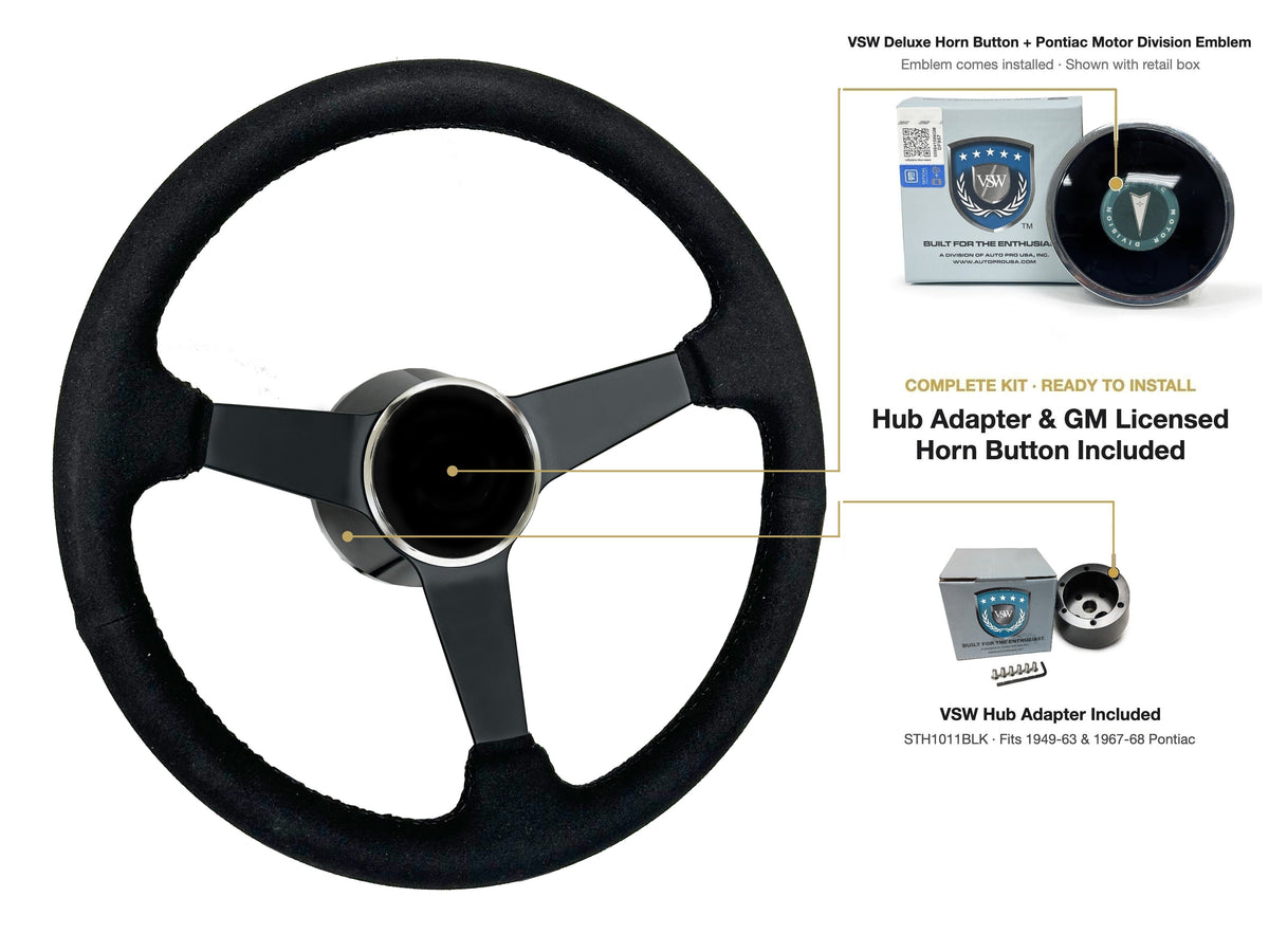 ST3584BLK steering wheel kit - Deluxe horn button, Pontiac Motor Division emblem