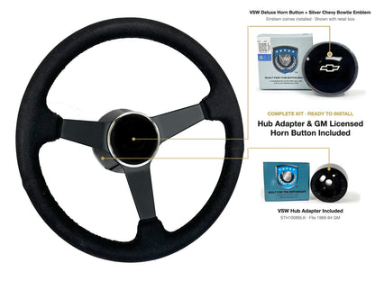 ST3584BLK steering wheel kit - Deluxe horn button, Silver Chevy Bowtie emblem