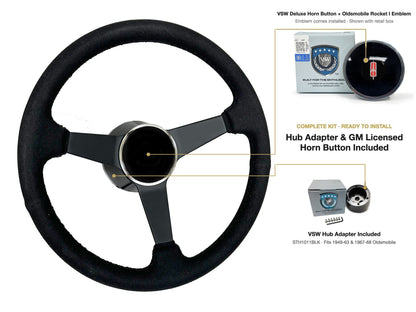 ST3584BLK steering wheel kit - Deluxe horn button, Rocket I 1960-80 emblem
