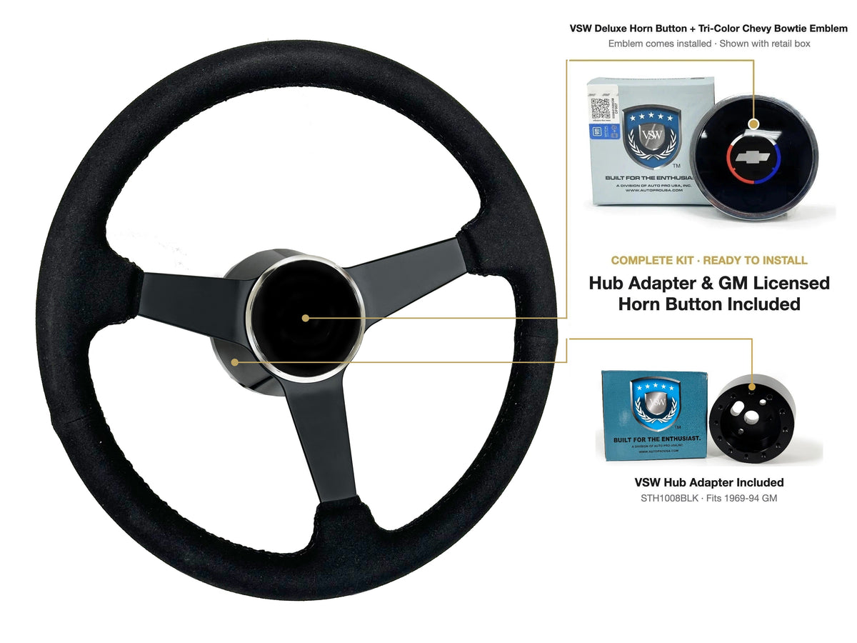 ST3584BLK steering wheel kit - Deluxe horn button, Tri-Color Chevy Bowtie emblem