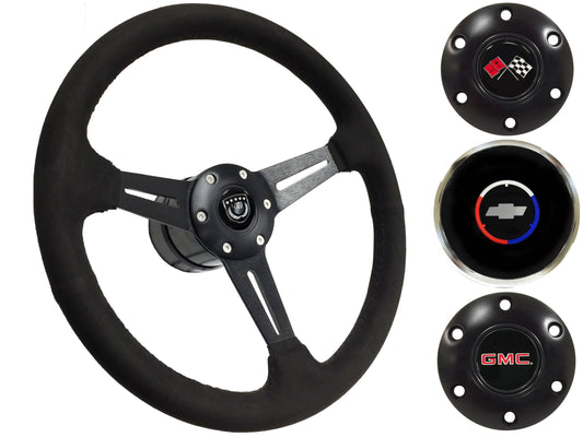 1960-73 Chevy Truck, GMC Steering Wheel Kit | Black Ultralux Suede | ST3584BLK