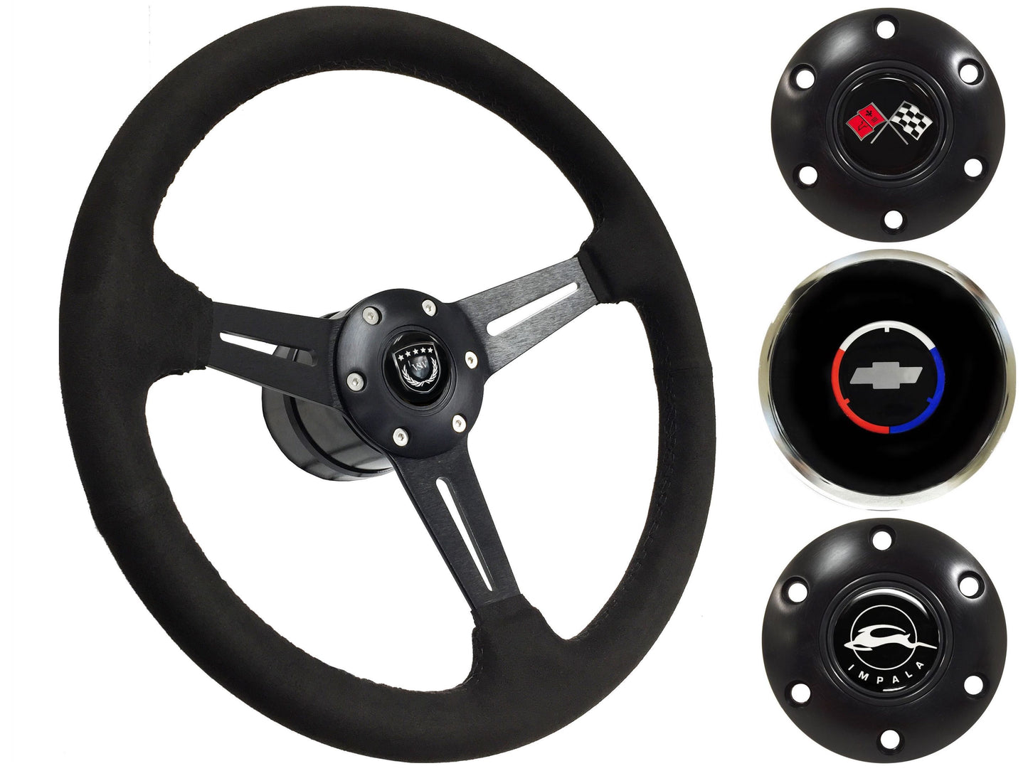 1955-68 Impala Steering Wheel Kit | Black Ultralux Suede | ST3584BLK