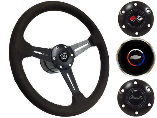 1967-68 Chevelle Steering Wheel Kit | Black Ultralux Suede | ST3584BLK