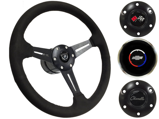 1969-77 Chevelle Steering Wheel Kit | Black Ultralux Suede | ST3584BLK