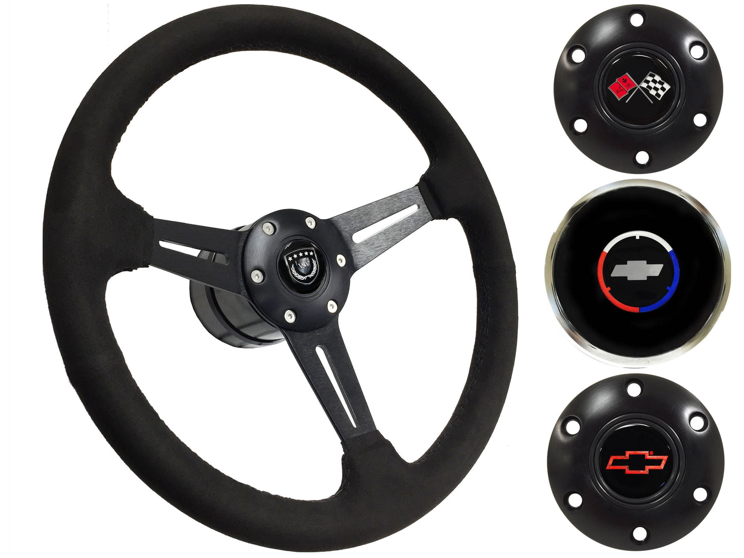 1962-68 Chevy Nova Steering Wheel Kit | Black Ultralux Suede | ST3584BLK