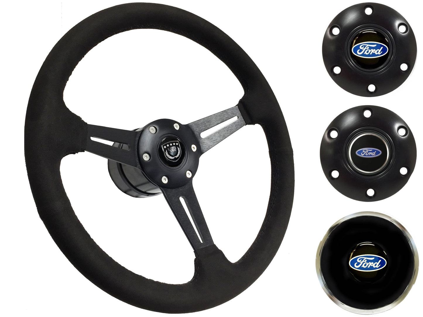 1965-69 Ford Ranchero Steering Wheel Kit | Black Ultralux Suede | ST3584BLK