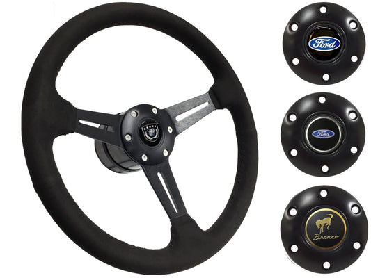 1975-77 Ford Bronco Steering Wheel Kit | Black Ultralux Suede | ST3584BLK