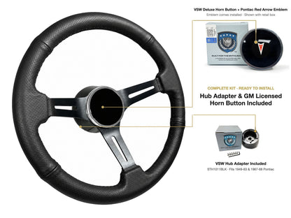 ST3586BLK-BLK steering wheel kit - Deluxe horn button, Pontiac Red Arrow emblem