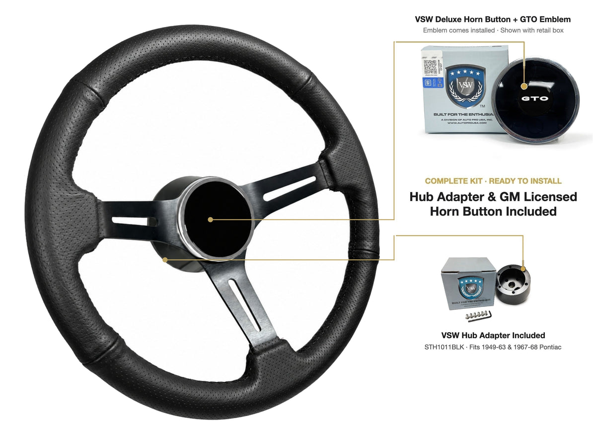 ST3586BLK-BLK steering wheel kit - Deluxe horn button, GTO emblem