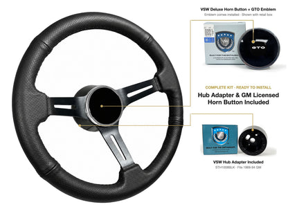 ST3586BLK-BLK steering wheel kit - Deluxe horn button, GTO emblem