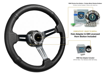 ST3586BLK-BLK steering wheel kit - Chrome horn button, Pontiac Motor Division emblem
