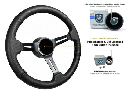 ST3586BLK-BLK steering wheel kit - Deluxe horn button, Pontiac Motor Division emblem