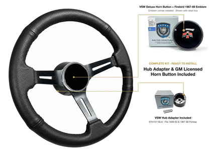 ST3586BLK-BLK steering wheel kit - Deluxe horn button, Firebird 1967-69 emblem