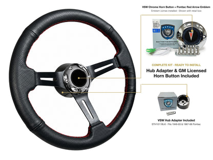 ST3586BLK-RED steering wheel kit - Chrome horn button, Pontiac Red Arrow emblem