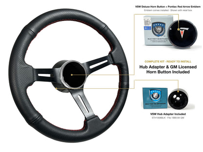 ST3586BLK-RED steering wheel kit - Deluxe horn button, Pontiac Red Arrow emblem