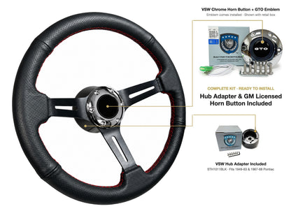 ST3586BLK-RED steering wheel kit - Chrome horn button, GTO emblem