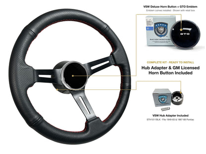 ST3586BLK-RED steering wheel kit - Deluxe horn button, GTO emblem