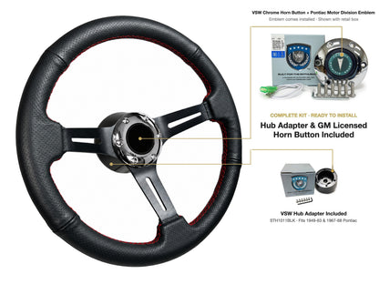 ST3586BLK-RED steering wheel kit - Chrome horn button, Pontiac Motor Division emblem