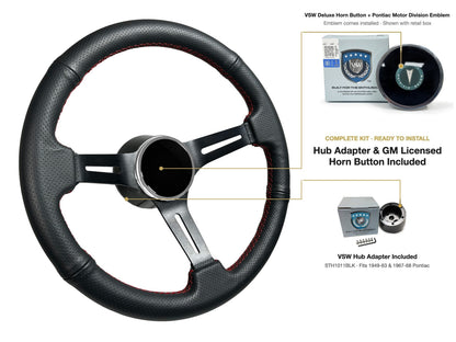ST3586BLK-RED steering wheel kit - Deluxe horn button, Pontiac Motor Division emblem