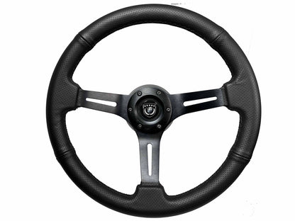 VSW S6 Sport Steering Wheel | Perforated Leather, Black Aluminum | ST3586BLK