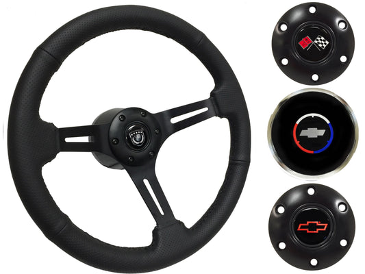 1990-2005 Corvette Steering Wheel Kit | Perforated Black Leather | ST3586BLK