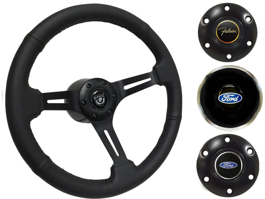 1970 Ford Falcon Steering Wheel Kit | Perforated Black Leather | ST3586BLK