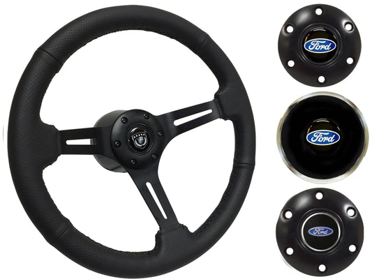 1969, 78-91 Ford Truck Steering Wheel Kit | Perforated Black Leather | ST3586BLK