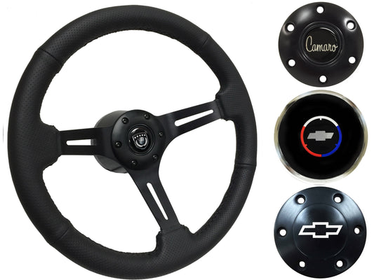 1969-89 Camaro Steering Wheel Kit | Perforated Black Leather | ST3586BLK