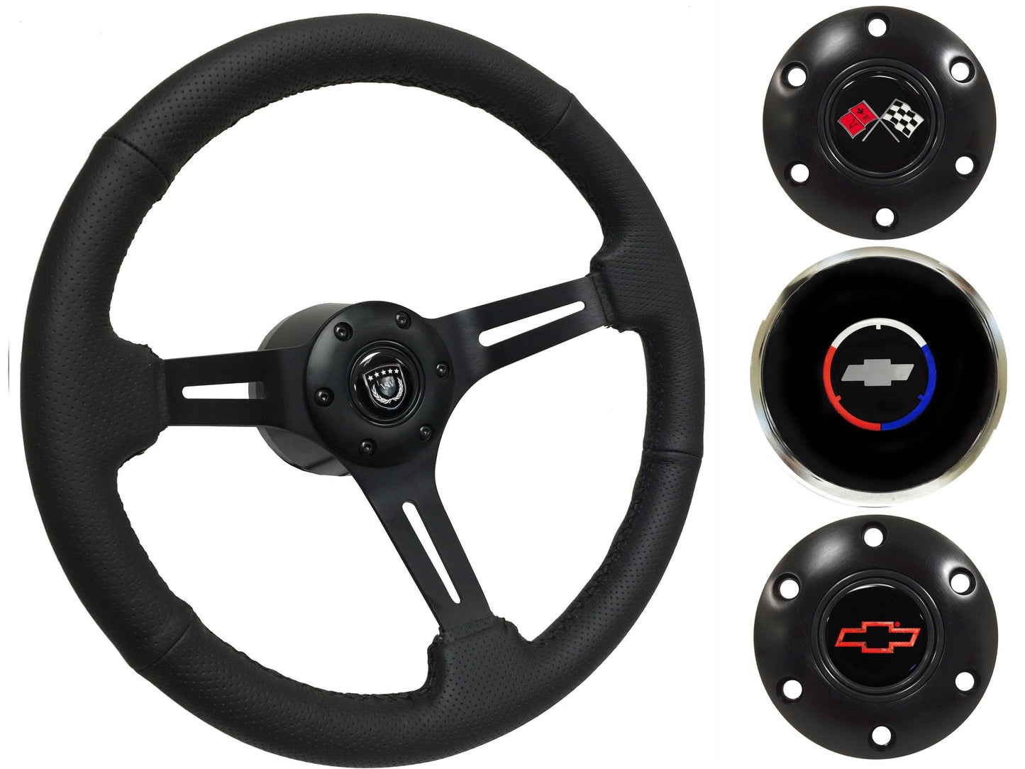 1967 Corvette Steering Wheel Kit | Perforated Black Leather | ST3586BLK