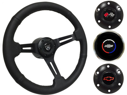 1962-68 Chevy Nova Steering Wheel Kit | Perforated Black Leather | ST3586BLK