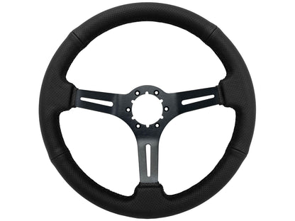 VSW S6 Sport Steering Wheel | Perforated Leather, Black Aluminum | ST3586BLK