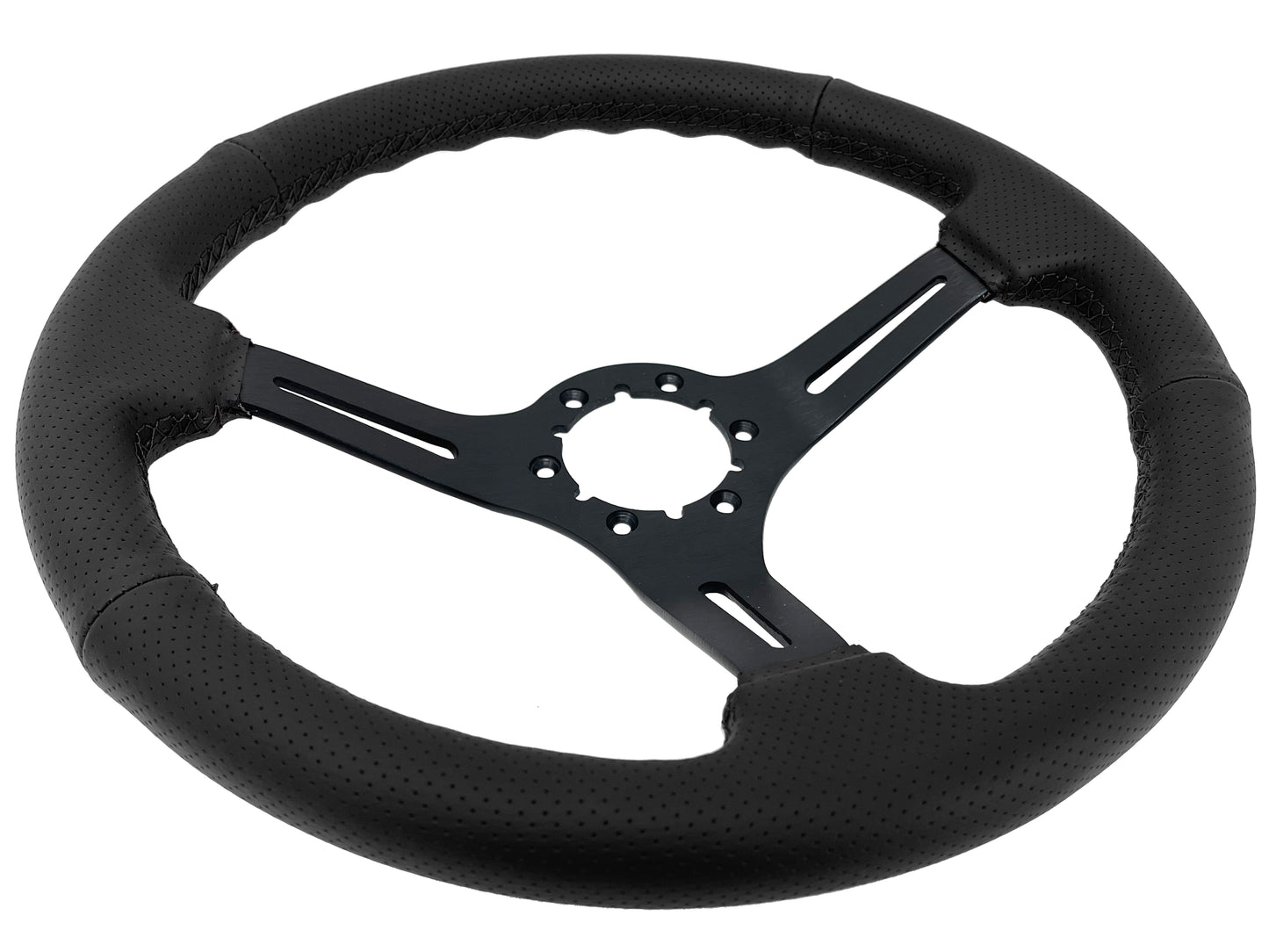 VSW S6 Sport Steering Wheel | Perforated Leather, Black Aluminum | ST3586BLK