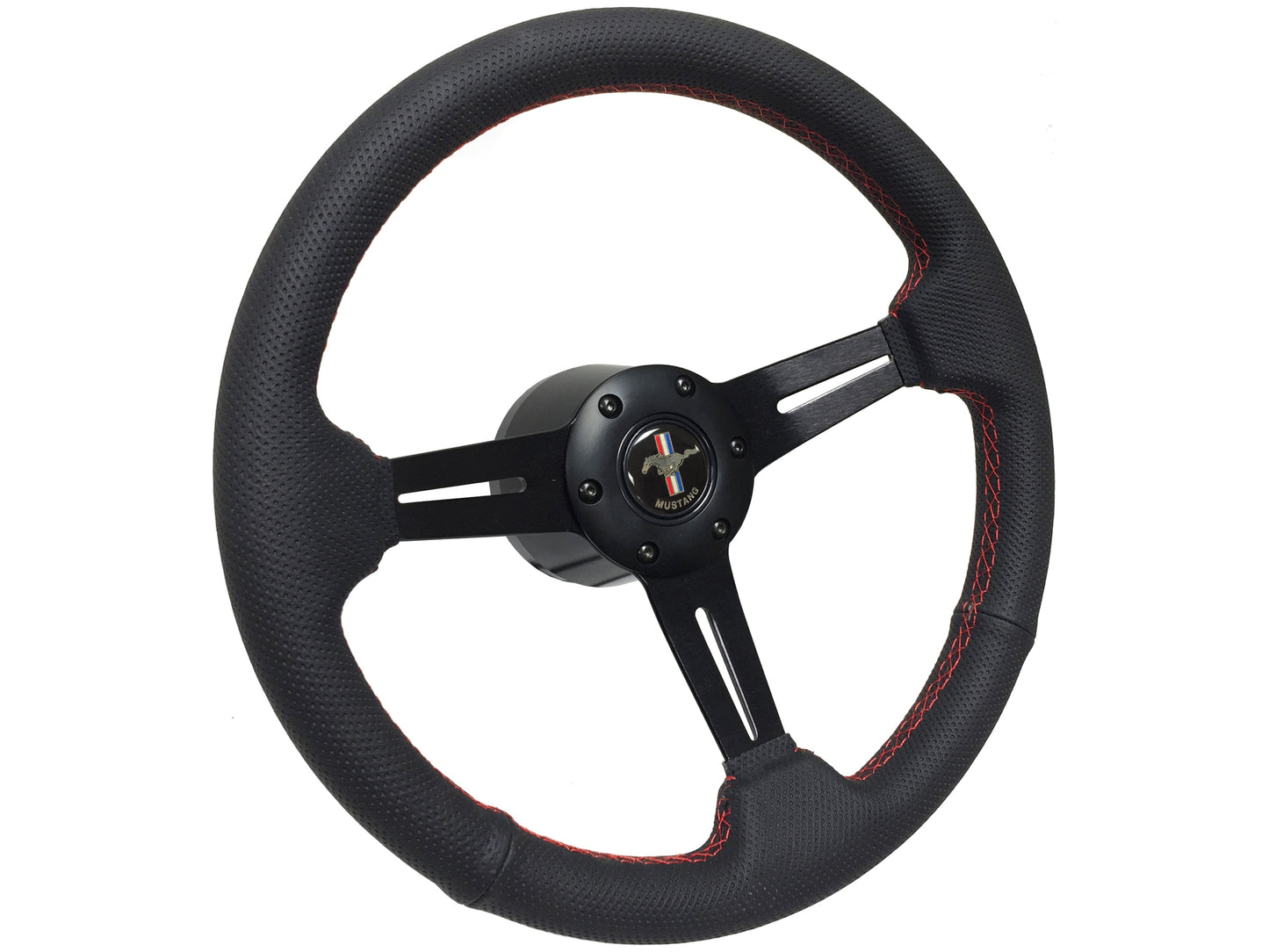 1984-04 Ford Mustang Steering Wheel Kit | Perforated Black Leather | ST3586RED