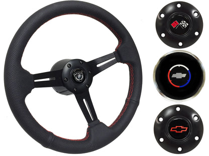 1969-87 El Camino Steering Wheel Kit | Perforated Black Leather | ST3586RED