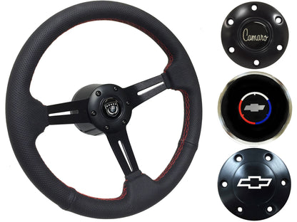 1969-89 Camaro Steering Wheel Kit | Perforated Black Leather | ST3586RED