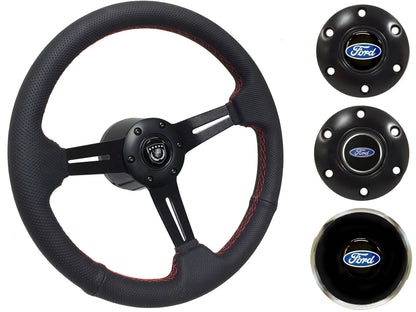 1969, 78-91 Ford Truck Steering Wheel Kit | Perforated Black Leather | ST3586RED
