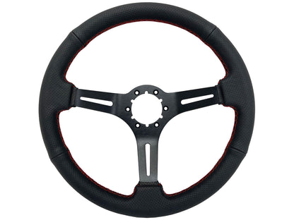 VSW S6 Sport Steering Wheel | Perforated Leather Black w/ Red Stitch | ST3586RED