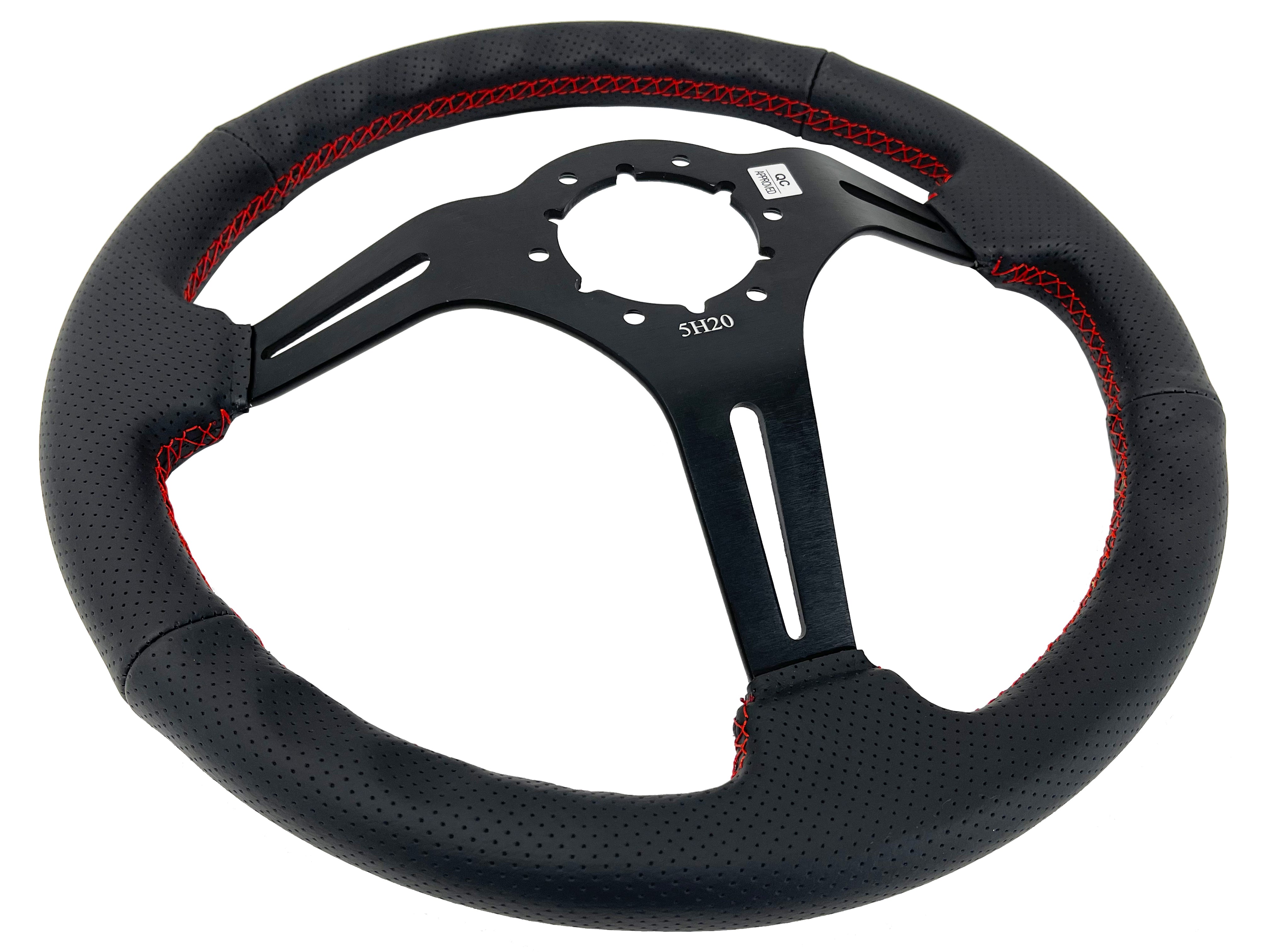 Auto Pro USA , Volante , Black , perforated leather , slots , red